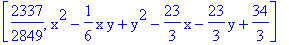 [2337/2849, x^2-1/6*x*y+y^2-23/3*x-23/3*y+34/3]